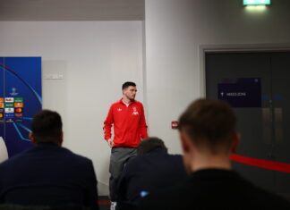 Andy Robertson at press conference. Photo by Alex Parker.
