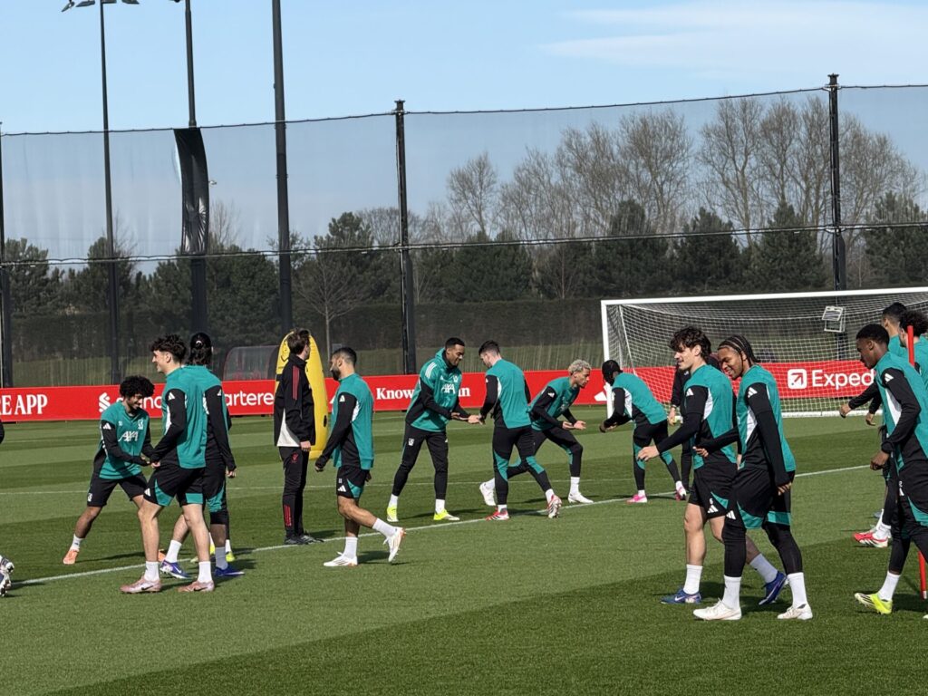 Liverpool squad in training. Photo by Alex Parker.
