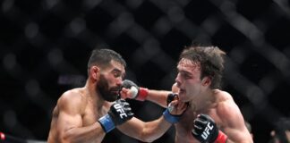 Michael Aswell Jr fights Luke Riley in a featherweight bout during the UFC Fight Night: Evloev vs Murphy at O2 Arena on March 21, 2026, in London, England. (Photo by Torbjorn Tande/PxImages) Credit: Px Images/Alamy Live News