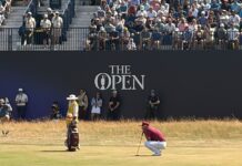 Lucas Herbert lines up a long birdie putt on 18 as he looks to break course record. Photo by Alfie Bugg